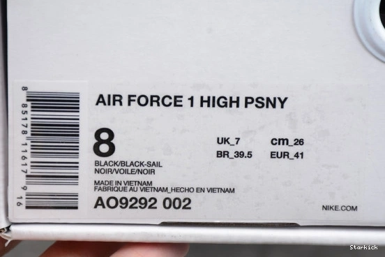 BLACK AO9292-002 AIR FORCE X 1 NIKE PSNY HIGH 0816